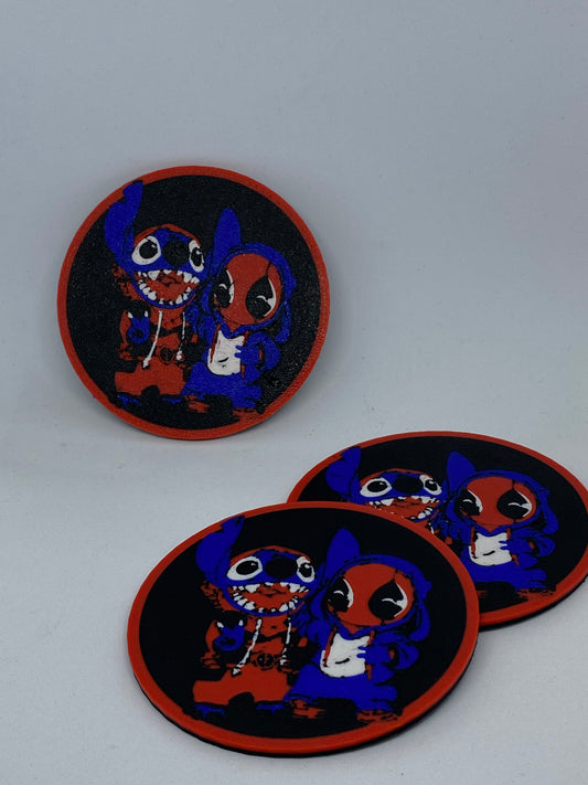 Posavasos de Stitch y Deadpool